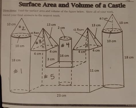 surface area and volume of a castle worksheet answer key